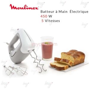 Batteur à Main Électrique 2en1 5 Vitesses 450W Moulinex HM450B10